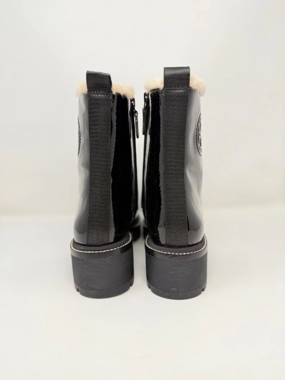 New Tory Burch Miller Lug Sole Shearling Bootie Black Sz 9.5